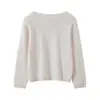 Nuevo Otoño e Invierno 100% Lana Semi-Transparente Encaje Un Hombro Suéter de Punto Holgado Perezoso para Mujer Manga Larga