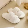 Fábrica de pantuflas de felpa para el hogar de otoño e invierno, pantuflas caseras antideslizantes resistentes al desgaste, zapatos de felpa gruesos y cálidos con forro de forro polar de coral