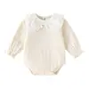 Mameluco para Bebé Estilo Coreano Elegante Ropa para Bebé Niña Dulce Lazo Nudo Body Triangular Manga Larga Regalo para Recién Nacido