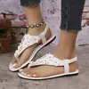 Comercio exterior talla grande 2026 nuevos sandalias de verano para mujer, chanclas planas de estilo europeo y americano con estampado floral, sandalias de espiga, zapatos de playa