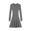 Elegante y sofisticado vestido de punto gris de manga larga para mujer, diseño de otoño e invierno con efecto entallador en la cintura