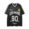 Camiseta de Manga Larga con Estampado de Letras Estilo Retro Americano para Hombres y Mujeres, Marca de Moda Holgada Casual Hip-Hop Jersey Deportivo