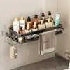 Estante de almacenamiento de baño sin taladro para colgar en la pared para artículos del inodoro y lavabo, estante organizador de pared para uso doméstico