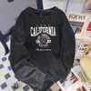 Camiseta gráfica vintage lavada de 1989 da Califórnia, Los Angeles, casual retrô americana da Costa Oeste dos anos 80