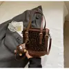 Bolsa Saco Fashionável de Estampa de Leopardo com Textura Retrô de Aparência Sofisticada para Mulheres, Novo Estilo, Personalidade Fashionável, Bolsa Portátil de Ombro e Transversal
