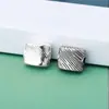 Nuevas Cuentas Espaciadoras Cuadradas Geométricas de Plata Hechas a Mano Estilo Retro Línea de Plata de Ley S925 Pulsera con Cuentas DIY Collar Accesorios de Plata