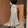 Falda Larga de Acetato Satinado con Lunares para Mujer Primavera y Verano 2025 Nuevo Estilo Look Adelgazante Ajustada a las Caderas Línea A