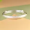 Pulsera de Plata Pura 999 Rey Ciervo Dorado con Tallados Artísticos de Moda, Carácter de Fortuna, Apertura de Empuje y Tira, Nuevo Estilo Chino, Pulsera de Plata Pura para Mujer