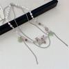 Colar de pérolas coloridas de borboleta, moda feminina, estilo doce e descolado, leve, luxo, nicho, corrente de clavícula, gargantilha, acessórios elegantes e modernos