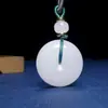 Colgante de Botón de Paz de Jade de Seda Dorada Hotan de Xinjiang Natural Temperamento Pareja Hombres y Mujeres Lámina de Botón de Paz Colgante Blanco Graso
