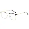 Gafas de sol de moda para hombre 2024, montura media, metal, protección solar, gafas de sol a prueba de sol, montura de gafas estilo coreano con protección contra la luz azul