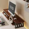Elevador de Computadora de Escritorio Soporte de Monitor de Madera Maciza Soporte para Laptop Estante de Almacenamiento para Escritorio de Oficina