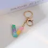Llavero de Borla con Letra Inglesa de Colores Arcoíris de Resina Colgante de Cristal Epoxy de Alta Gama Accesorio de Joyería