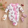 Ropa para Bebé Niña Recién Nacida Primavera Manga Larga Bata de Poliéster Primavera y Otoño Mono para Bebé Ropa para Gatear de Exportación Liquidación