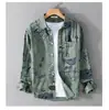 Chaqueta de moda, camisa estilo Hong Kong de otoño, camisa de manga larga para hombre 2026 con diseño único, colores de nicho caqui y verde en stock