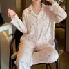Conjunto de pijama para mujer de manga larga y pantalón largo, de algodón suave tipo anti-bolitas, se puede usar afuera como ropa casual para estar en casa. (Oro