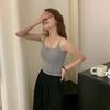 Camisola Delicada de Curación Primavera y Verano Ajustada Versátil Top Base Adelgazante con Almohadilla en el Pecho
