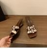 Medias Zapatillas Cuadradas Retro de Cuña Marrones para Mujer, Nuevo Estilo Verano 2026, Sandalias de Mujer de Gama Alta con Suela Suave para Uso en Exteriores