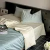 Conjunto de Roupa de Cama Nórdico Outono Inverno 100S Alta Contagem Algodão Puro Escovado Conjunto de Quatro Peças Espessado Quente Lençol de Cama 100% Algodão Capa de Edredom Lençol com Elástico Cor Sólida