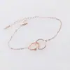 Estilo Japonés y Coreano Sencillo Versátil Nuevo Estilo Chapado en Oro Rosa Moda Pulsera Doble Anillo Redondo Viento Frío Chismorreo Pulsera Mismo Estilo
