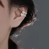 Selección de Arte: Super Brillante Cuff para Oreja con Forma de Corazón de Circonita, Sin Perforación, Estilo Coreano, Tendencia Minimalista Clip para Oreja de Doble Capa con Corazón y Diamantes