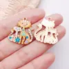 Impresión de Gota de Aceite Transfronteriza Lindo Gato Dibujo Animado Animal Colgante DIY Pulsera Collar Llavero Accesorios de Joyería