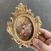 Marco de Fotos Retro con Lazo Estilo Europeo Espejo Cosmético de Pared para Dormitorio Decoraciones para el Hogar Marco de Fotos de 6 Pulgadas 7 Pulgadas