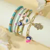 Pulseira de Miçangas Turquesa Mais Vendida Transfronteiriça, Mesmo Estilo da Xiaohongshu, Pulseira Tecida à Mão Olho Grego, Estoque Pronto de Fábrica Atacado