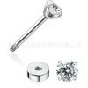Pendientes de Plata de Ley 316 con Garras, Forma de Corazón, Cuadrado, Estrella de Cinco Puntas, Circonita, Tornillo Externo, Tapones Planos para la Oreja, Joyería para el Cartílago