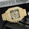 Reloj Missfox Nuevo Reloj de Hombre Cuadrado de Moda Diseño Nicho Recorte Hip-Hop Diamante Completo Reloj de Cuarzo