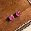 Pendientes Octagonales de Aguamarina Corte Milenio Incrustados con Diamante de Alto Carbono Piedras Preciosas de Colores Pendientes Verdes Púrpuras Deslumbrantes Pendientes de Flor de Rosa Venta al por Mayor