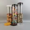 65 Tarros de Plástico Transparente, Tarros Cilíndricos Sellados, Tarros para Lápices y Lápices de Colores, Tarros de Almacenamiento para Cocina, Botellas de Plástico