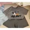 Traje de Shorts de Manga Corta para Bebé de Estilo Nuevo de Verano para Hombres y Mujeres, Casual Estilo Coreano, Lindo, Dibujo Animado Mickey Conjunto de Dos Piezas