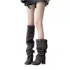 Botas de estilo girl ruda apiladas botas altas hasta la rodilla 2026 Otoño/Invierno Nuevas botas largas de tacón grueso botas altas para mujer botas de montar botas largas