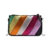 Nuevo Bolso Cruzado de Hombro con Cadena Estilo Coreano 2025, Diseño de Moda Estilo Occidental, Rayas Arcoíris de Primavera Temprana, Costuras de Color Contrastante