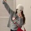Nuevo Suéter de Punto Suave Pegajoso Holgado Casual Reductor de Edad Otoño e Invierno Estilo Coreano Lindo Manzana Manga Larga para Mujer
