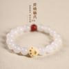 Pulsera original de ágata blanca con cura Bodhi de carbón, adorable garra de gato, mini gato con temperamento pastoral, nicho blanco