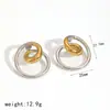 Pendientes de Acero Inoxidable con Línea Retorcida Chapados en Oro de 18 Quilates Estilo Europeo y Americano para Mujer, Joyería para Orejas de Acero de Titanio Irregular Giratoria de Diseño Único
