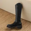 Botas de jinete de estilo británico a la moda para adelgazar de 5 cm, nueva colección otoño/invierno 2026, puntera redonda, tacón grueso, botas hasta la rodilla para mujer