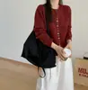 Suéter Abrigo de Punto Retro Color Borgoña con Botones de una Sola Fila para Mujer, Elegante y Versátil, Rejuvenecedor y de Moda