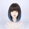 Peluca de comercio exterior, cabello humano artificial teñido, peluca con degradado, cabello corto femenino, recorte de cara, peluca con ondas, cubierta para la cabeza, tres colores opcionales