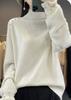 Suéter Tricotado para Mulheres no Outono e Inverno, Espessado, Solto, Despojado, Gola Alta Dobrada, Mangas Princesa, Elegante, Rejuvenescedor, Suéter Base para um Look Slim