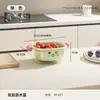 Cesta coladora para cocina casera, Cesta coladora de plástico engrosado multifuncional para lavar verduras con asa, Cubeta coladora de doble capa para lavar verduras
