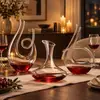 Conjunto de decantador de vinho de cristal estilo europeu, para uso doméstico, apresentando uma jarra de vinho de vidro com um design único e criativo, e um bico pourer rápido