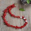 Collar de piedra natural de gran oferta transfronteriza, estilo playero de verano, ligero, de lujo, color coral rojo, cadena de cuentas irregulares hecha a mano.