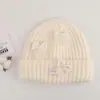 Gorro de punto con lazo tridimensional de estilo coreano para mujer, gorro de lana cálido de invierno, estilo ins, dulce, engrosado