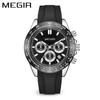 Reloj Megir de cuarzo, cronógrafo multifuncional, deportivo, resistente al agua, para hombre, 8104 de silicona.