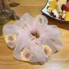 Celebrante da Internet Coreana Novo Anel de Cabelo de Organza Grande Girassol Intestino Estéreo Bolas de Flores Acessórios para Cabelo