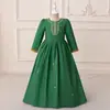 Novo Vestido Formal para Meninas de Comércio Exterior Vestido de Princesa Vestido de Gala com Manga Longa Estampa Floral Roupa de Performance para Daminha
