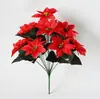 Venta Caliente Transfronteriza Ramo de Flores de Nochebuena de 18 Cabezas/12 Cabezas Decoración de Escena Navideña Decoración del Hogar Flor Artificial Venta al por Mayor